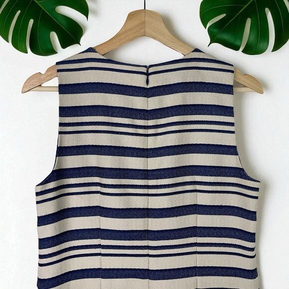 J. Crew Striped Scalloped Shift Dress with Grommets - Picture 9 of 10